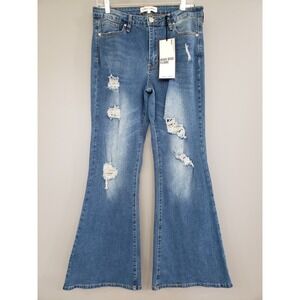 NEW Almost Famous Jeans High Rise Flare Women's Size 11 -‎ Stretch